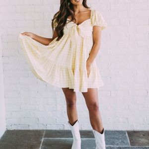Millie Babydoll Plaid Dress - Yellow